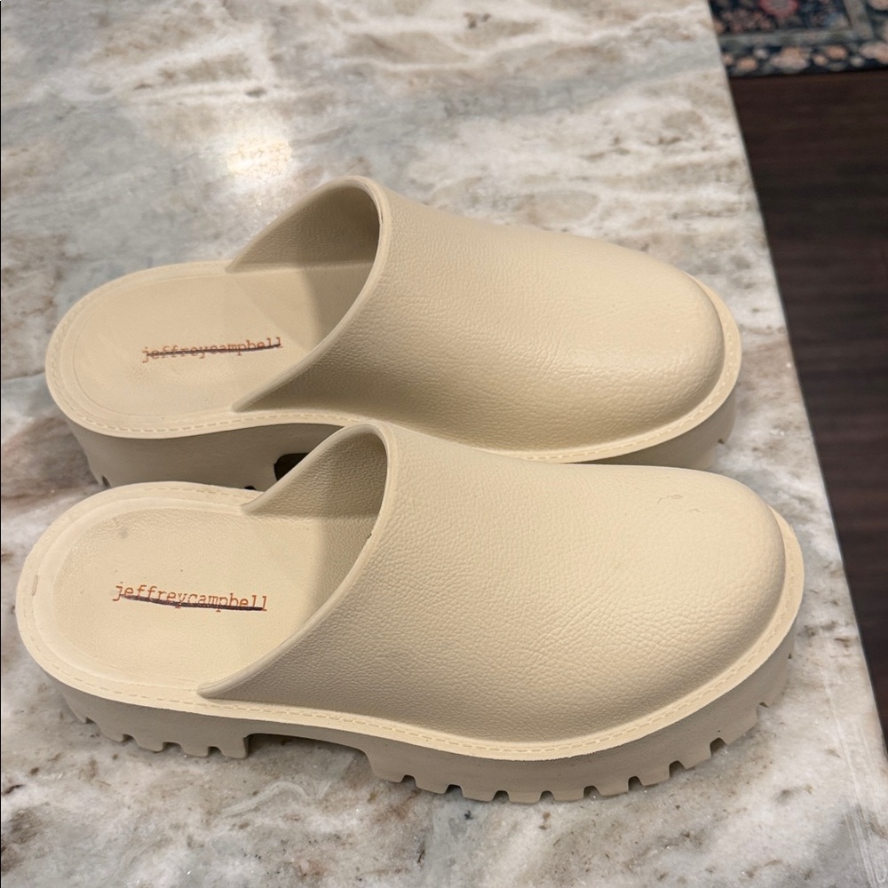 Jeffrey Campbell Clogge platform mules in Sea Salt size 9
